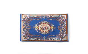 Blue Floral Cameo Rug for 12th Scale Dolls House