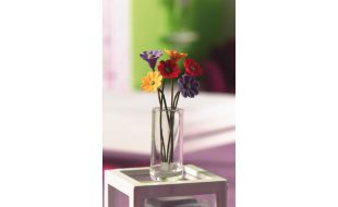 Pretty Gerberas x 6 - Clear Vase for 12th Scale Dolls House