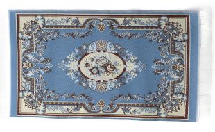Blue Victoria Rug 17 x 10cm for 12th Scale Dolls House
