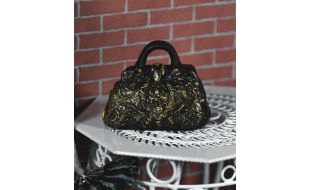 Black and Gold Carpet Bagfor 12th Scale Dolls House