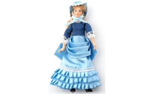 Estella in Light Blue Dress Porcelain Poseable Doll for 12th Scale Dolls House