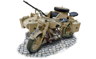 Italeri 1/9 Scale German Military Motorcycle and Sidecar Model Kit