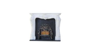 White Rococo-style Fireplace for 12th Scale Dolls House