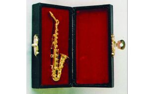 Brass Alto Saxophone with Black Case for 12th Scale Dolls House