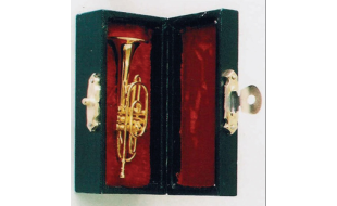Brass Cornet with Black Case for 12th Scale Dolls House