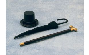 Hat, Cane and Umbrella for 12th Scale Dolls House