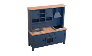 Shaker Style Blue Pine All In One Kitchen System for 12th Scale Dolls House