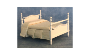 White French Style Double Bed for 12th Scale Dolls House