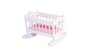 White Cradle with Pink Mattress for 12th Scale Dolls House