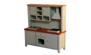 Shaker Style All In One Kitchen System Grey Pine for 12th Scale Dolls House