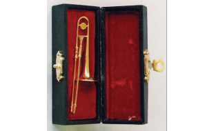 Brass Trombone with Black Case for 12th Scale Dolls House