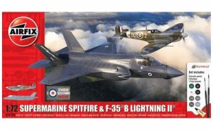 Airfix 1/72 Scale Supermarine Spitfire & F-35B Lightning II 'Then and Now' Gift Set Model Kit