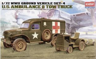 Academy 1/72 Scale WWII US Ambulance & Towing Tractor Model Kit