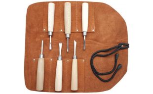 Beber 6 Piece Mini Carving Set in Leather Tool Roll
