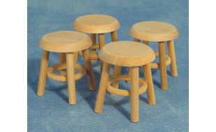 Bare Wood Stools x 4 for 12th Scale Dolls House