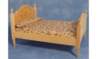 Bare Wood Double Bed for 12th Scale Dolls House