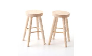 Bare Wood Bar Stool x 2 for 12th Scale Dolls House