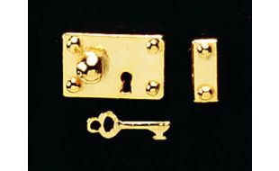 Brass Lock and Key Set for 12th Scale Dolls House