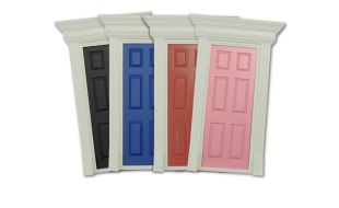 Painted Dentil Trim Wooden Door for 12th Scale Dolls House