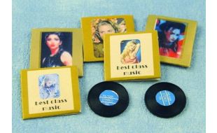 Old Fashioned Vinyl Records in Sleeves x 5 for 12th Scale Dolls House