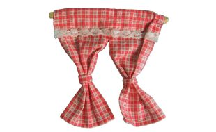 Pink Curtains and Pole for 12th Scale Dolls House