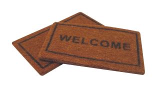 Welcome Mat and Plain Coir Style Doormat for 12th Scale Dolls House
