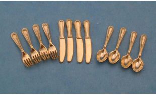 Gold Cutlery Set Ideals for 12th Scale Dolls House