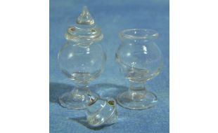 Glass Sweet Jar and Lid x 2 for 12th Scale Dolls House