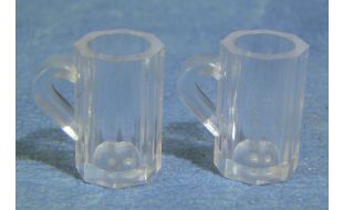 Glass Beer Mug x 2 for 12th Scale Dolls House
