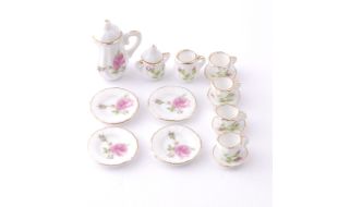 Pink Rose Coffee Set for 12th Scale Dolls House