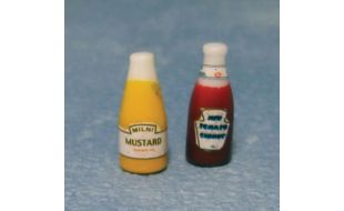 Bottles of Tomato Ketchup and Mustard for 12th Scale Dolls House