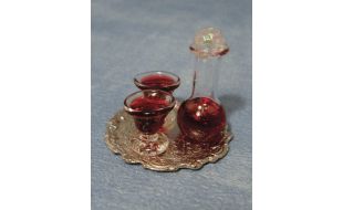 Decanter and Glasses on Tray for 12th Scale Dolls House