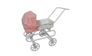 Pink Hooded Pram for 12th Scale Dolls House