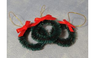 Christmas Wreaths x 3 for 12th Scale Dolls House