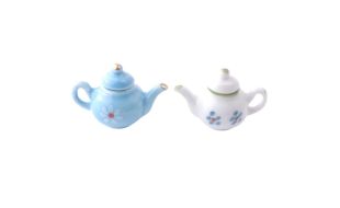 Two Modern Floral Teapots for 12th Scale Dolls House
