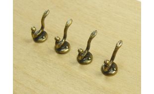 Antique Coat Hooks x 4 for 12th Scale Dolls House