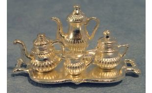 Silver Painted Tea Set for 12th Scale Dolls House