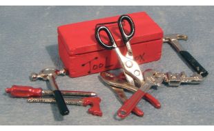 Red Tool Box and Tools for 12th Scale Dolls House