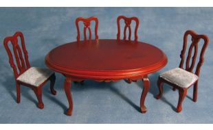 Oval Dining Table and 4 Chairs for 12th Scale Dolls House