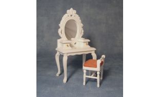 White Dressing Table With Stool for 12th Scale Dolls House