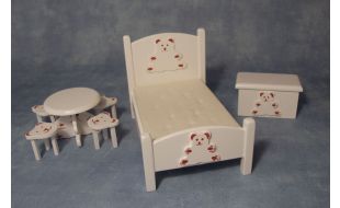 White Bear Styled Bedroom Set for 12th Scale Dolls House