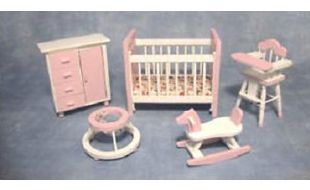White and Pink Nursery Set for 12th Scale Dolls House