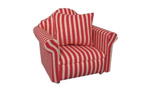 Red Striped Arm Chair for 12th Scale Dolls House