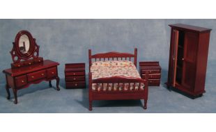 Mahogany Bedroom Set for 12th Scale Dolls House