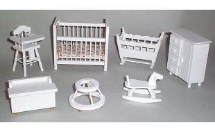 White Nursery Set for 12th Scale Dolls House