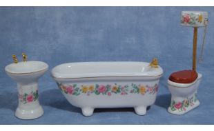 Floral Bathroom Set for 12th Scale Dolls House