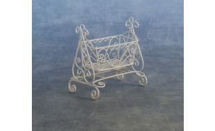 White Wire Swinging Crib for 12th Scale Dolls House