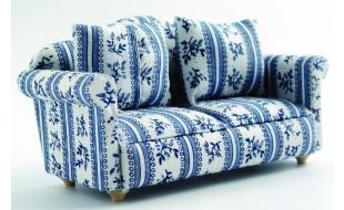 Blue Patterned Sofa for 12th Scale Dolls House