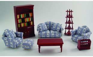 Deluxe Living Room Set Blue for 12th Scale Dolls House