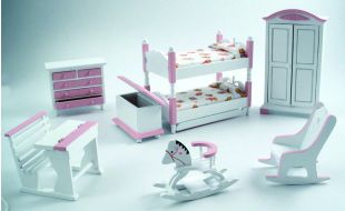 Pink and White Nursery Set for 12th Scale Dolls House